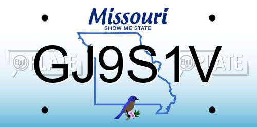 GJ9S1V Missouri License Plate