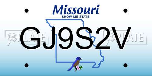 GJ9S2V Missouri License Plate