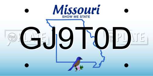 GJ9T0D Missouri License Plate