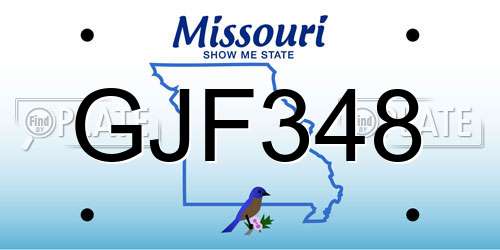 GJF348 Missouri License Plate