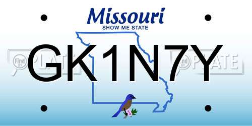 GK1N7Y Missouri License Plate