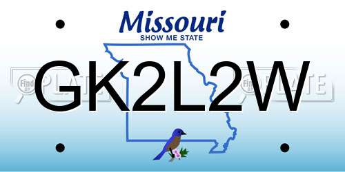GK2L2W Missouri License Plate