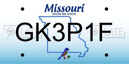 GK3P1F Missouri License Plate