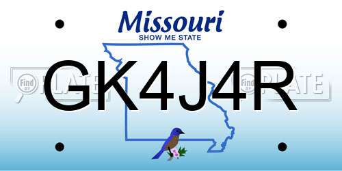 GK4J4R Missouri License Plate
