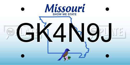 GK4N9J Missouri License Plate