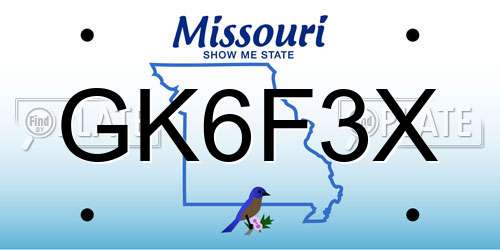 GK6F3X Missouri License Plate