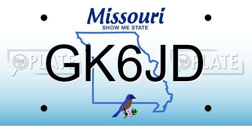 GK6JD Missouri License Plate