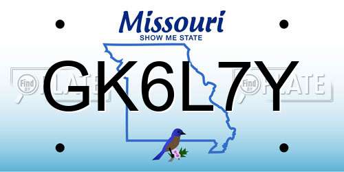 GK6L7Y Missouri License Plate