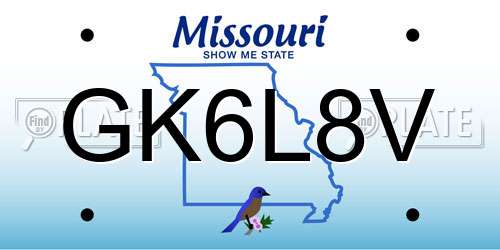 GK6L8V Missouri License Plate