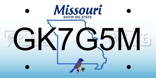 GK7G5M Missouri License Plate