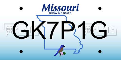 GK7P1G Missouri License Plate