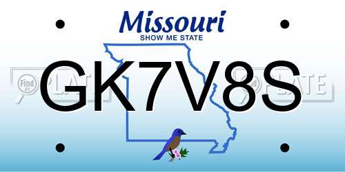 GK7V8S Missouri License Plate