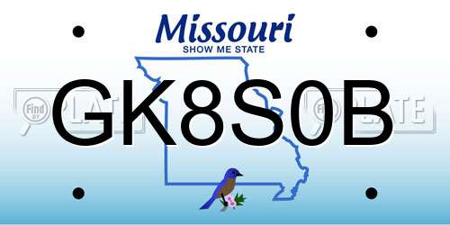 GK8S0B Missouri License Plate