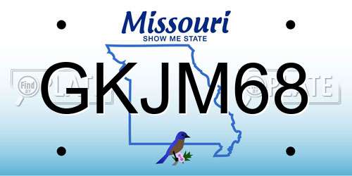 GKJM68 Missouri License Plate