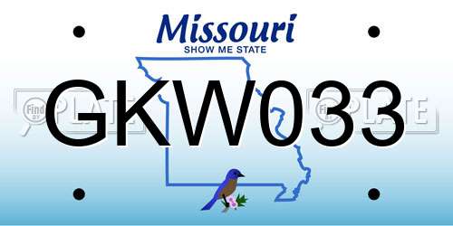 GKW033 Missouri License Plate
