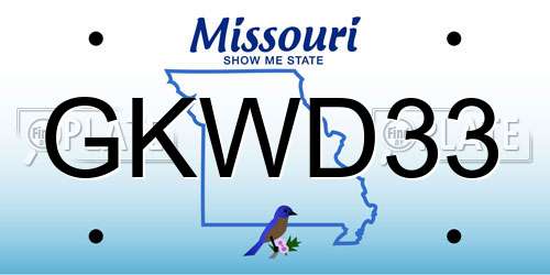 GKWD33 Missouri License Plate