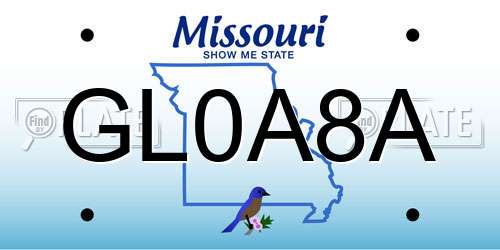 GL0A8A Missouri License Plate