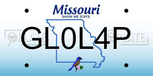 GL0L4P Missouri License Plate