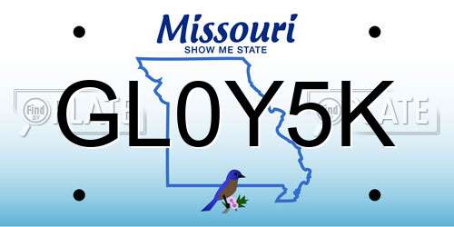 GL0Y5K Missouri License Plate
