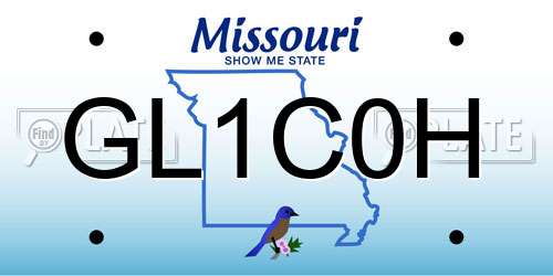 GL1C0H Missouri License Plate