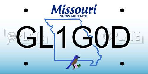GL1G0D Missouri License Plate