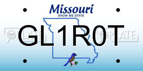 GL1R0T Missouri License Plate