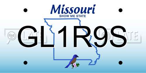 GL1R9S Missouri License Plate