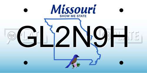 GL2N9H Missouri License Plate