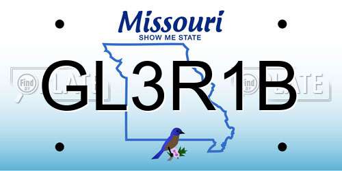 GL3R1B Missouri License Plate