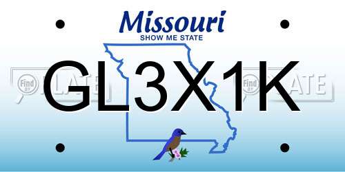 GL3X1K Missouri License Plate