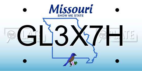 GL3X7H Missouri License Plate