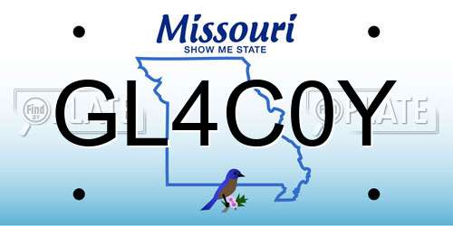 GL4C0Y Missouri License Plate