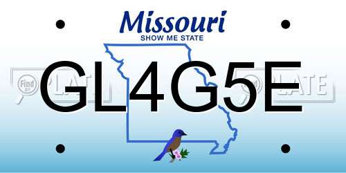 GL4G5E Missouri License Plate