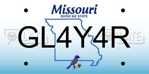 GL4Y4R Missouri License Plate