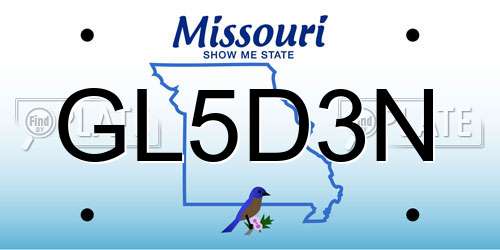 GL5D3N Missouri License Plate