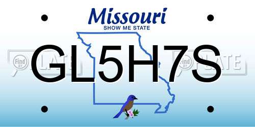 GL5H7S Missouri License Plate