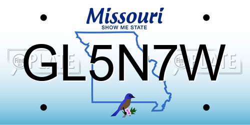 GL5N7W Missouri License Plate