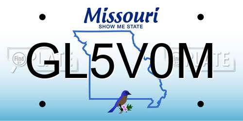 GL5V0M Missouri License Plate