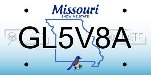 GL5V8A Missouri License Plate