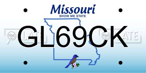 GL69CK Missouri License Plate
