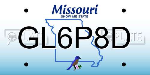 GL6P8D Missouri License Plate