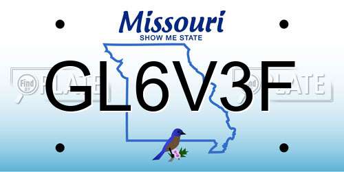 GL6V3F Missouri License Plate