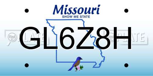 GL6Z8H Missouri License Plate