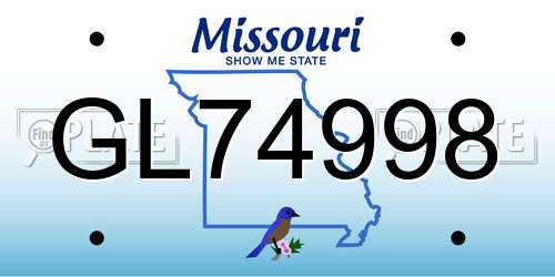 GL74998 Missouri License Plate