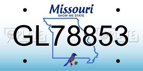 GL78853 Missouri License Plate