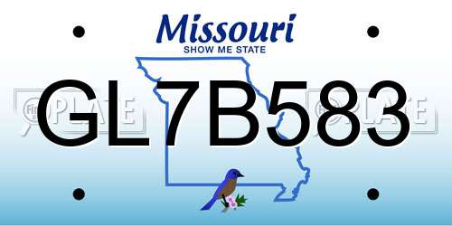 GL7B583 Missouri License Plate