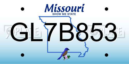 GL7B853 Missouri License Plate