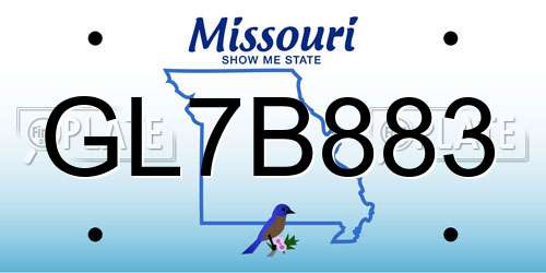 GL7B883 Missouri License Plate