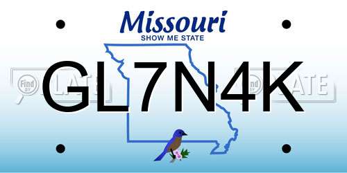 GL7N4K Missouri License Plate
