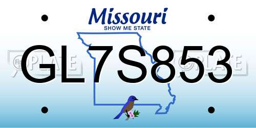 GL7S853 Missouri License Plate